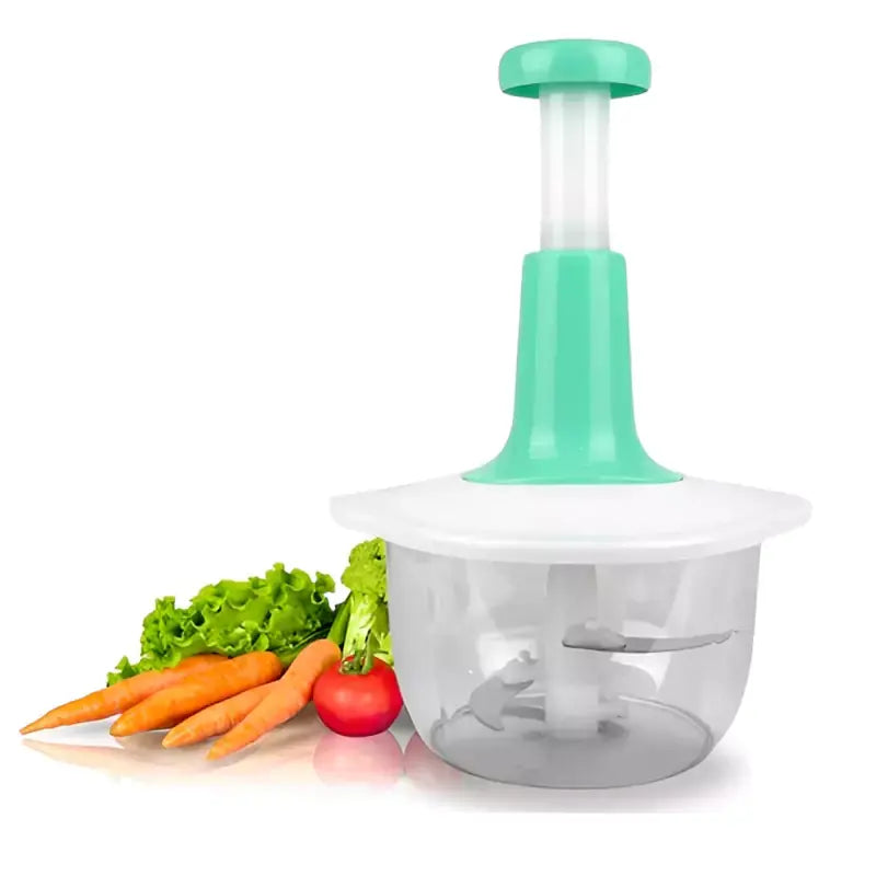 Compact manual hand-push vegetable grater and slicer product