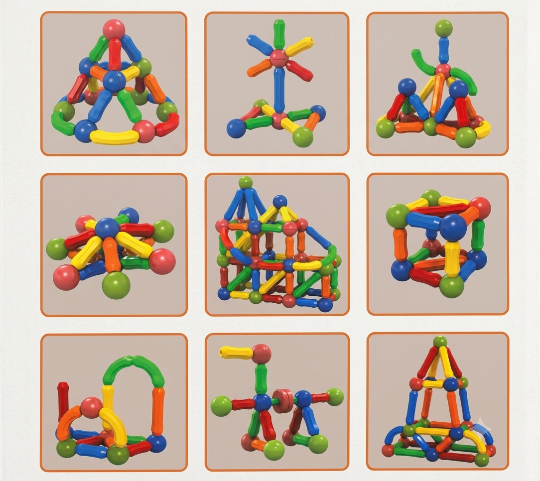 Intelligent Magnetic Rods and Balls Construction Set 25,36,42,64 pieces retail box packaging