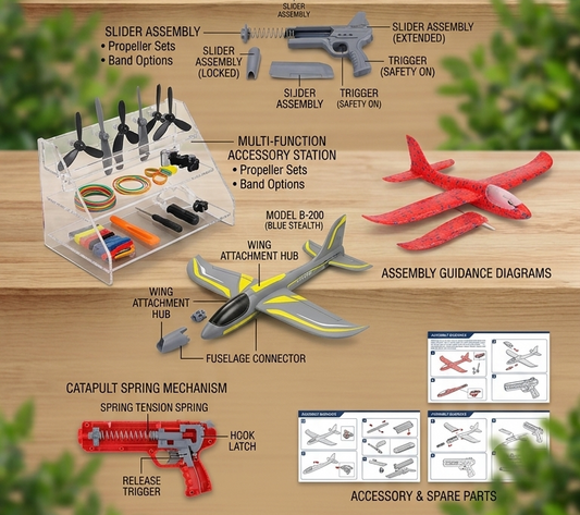 Foam Airplane Launcher Gun Toy for Kids – Best Catapult Glider Shooter