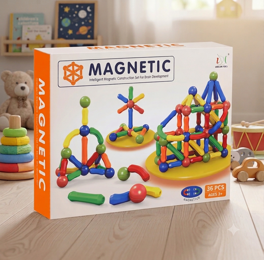 Intelligent Magnetic Rods and Balls Construction Set 36 piece retail box packaging