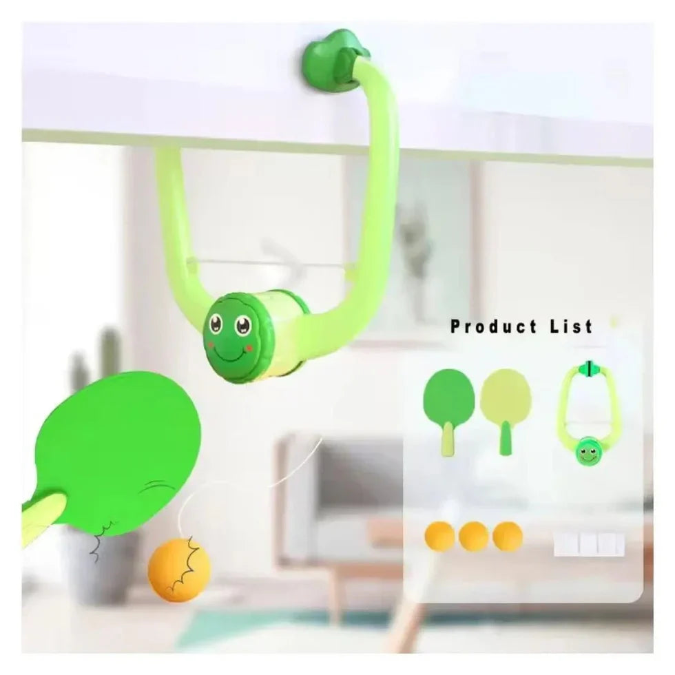 Portable door-hanging ping pong game kit for apartments and homes