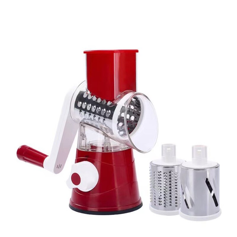 Multifunctional Roller Vegetable Cutter, 3 In 1 Vegetable Slicer And Cutter, Manual Rotary Drum Greator, Hand Roller Type Square Drum Vegetable Cutter with 3 Removable Blades For Kitchen