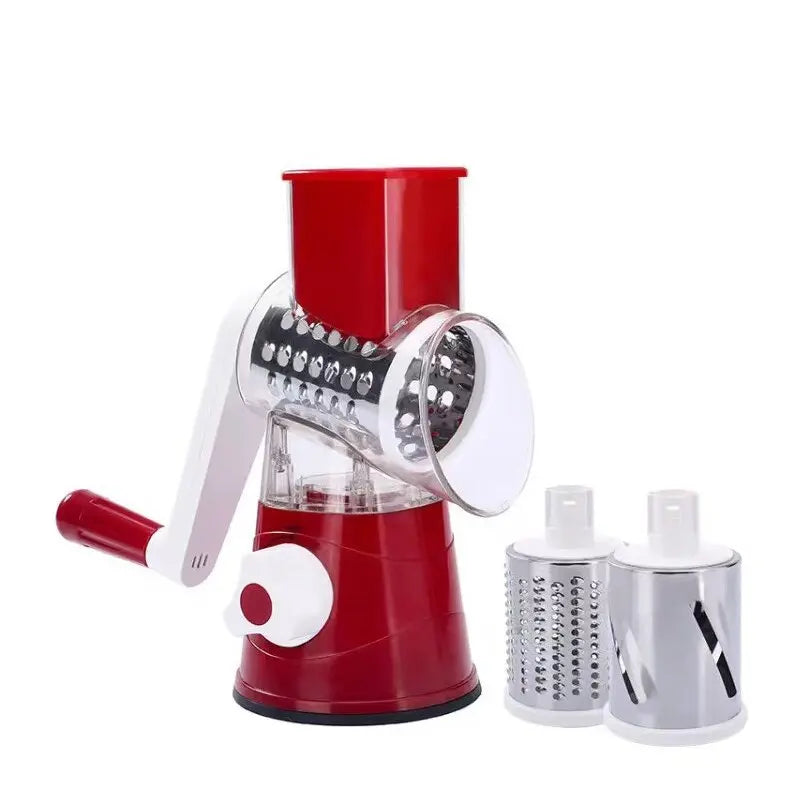 Multifunctional Roller Vegetable Cutter, 3-in-1 Vegetable Slicer and Cutter, Manual Rotary Drum Grater, Handheld Square Drum Vegetable Cutter with 3 Removable Blades for Kitchen Excel Thought