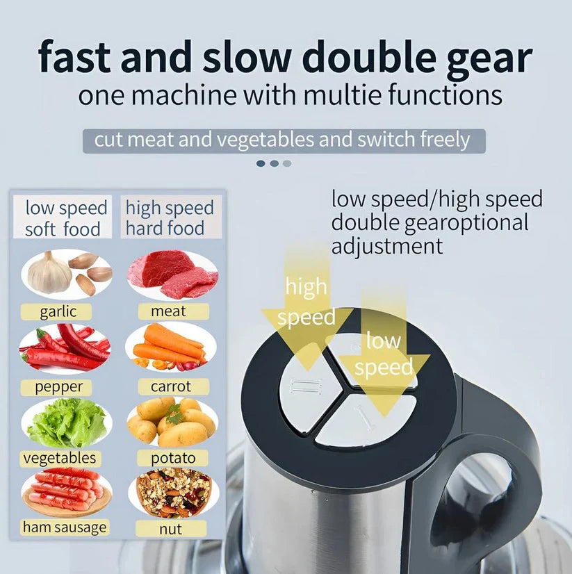 Stainless steel food processor with adjustable speeds for precision chopping
