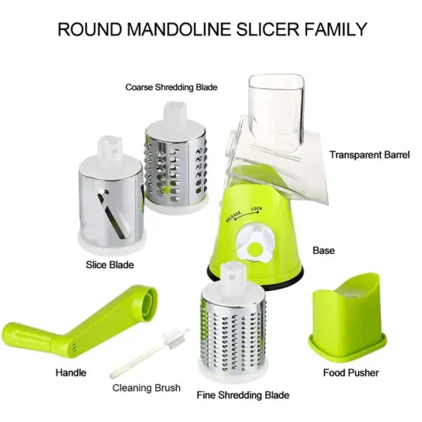 Multifunctional Roller Vegetable Cutter, 3 In 1 Vegetable Slicer And Cutter, Manual Rotary Drum Greator, Hand Roller Type Square Drum Vegetable Cutter with 3 Removable Blades For Kitchen
