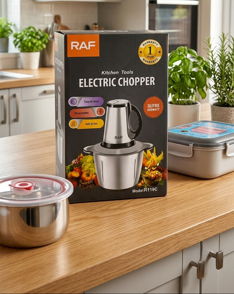 Powerful kitchen appliance: RAF 3 Litre electric chopper for fast food prep