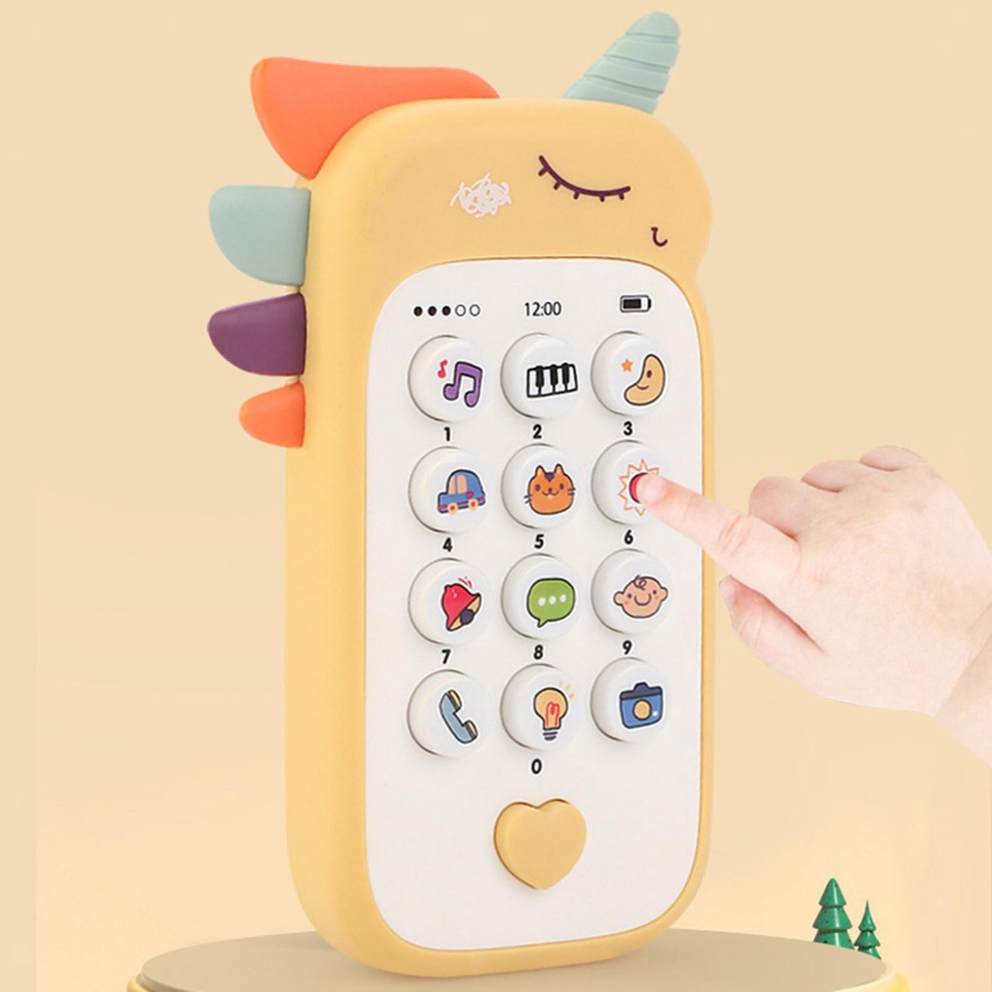 unicorn, infant sensory toy phone, soft silicone