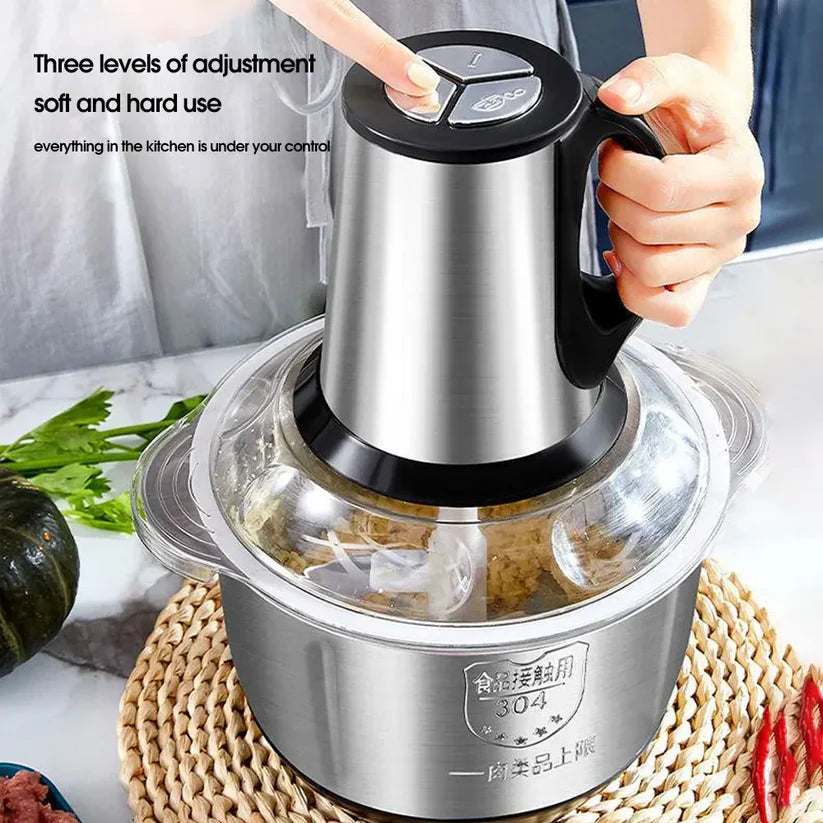 Stainless steel food processor with adjustable speeds for precision chopping