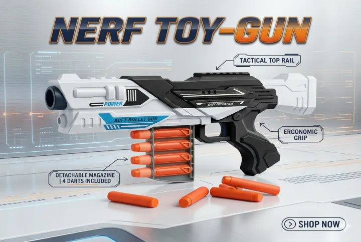 Soft bullet toy gun ergonomic grip trigger for kids easy to hold and fire
