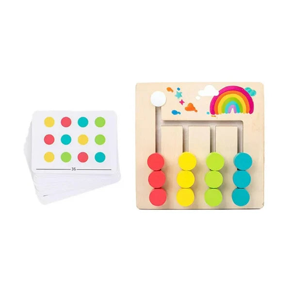 Montessori sorting and matching activity board game with pattern cards.