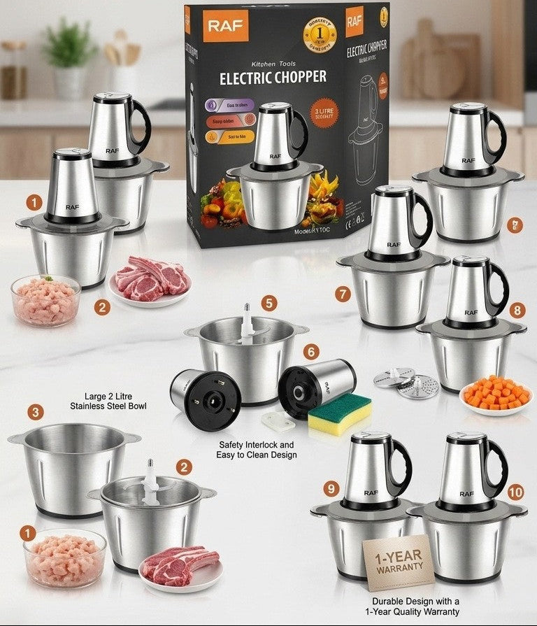 High-performance RAF kitchen tools electric chopper with 1-year warranty