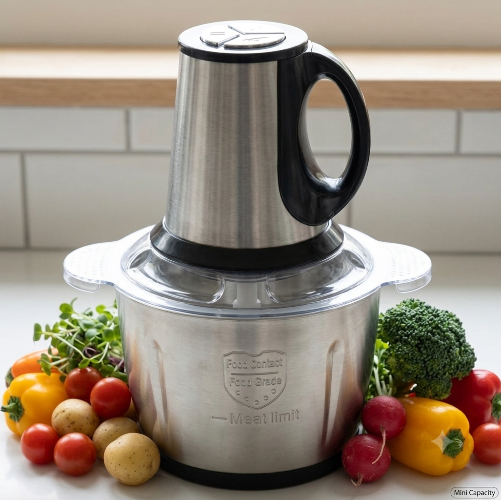 RAF 2 Litre electric food chopper with stainless steel bowl and dual-speed motor