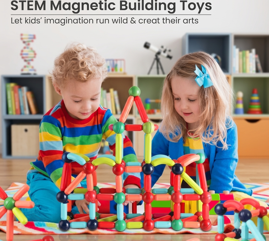 STEM Magnetic Building Toys 64 piece retail box set