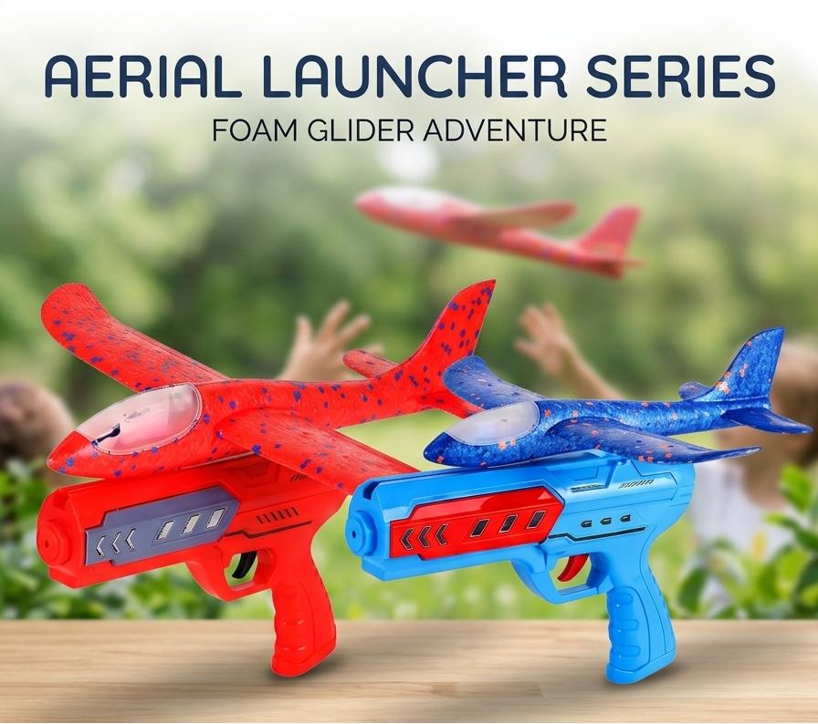 Foam Airplane Launcher Gun – Top Rated Catapult Glider Toy Kids Outdoor Fun