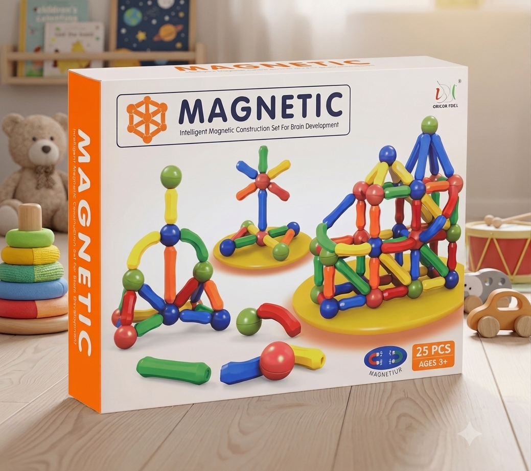 3D Magnetic Construction Set for Kids Brain Development 25 piece packaging option