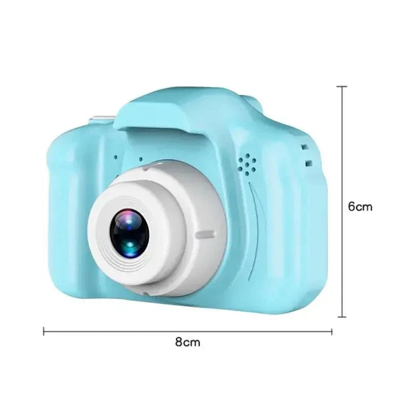 Kids digital camera showing a high-resolution screen display and premium lens.