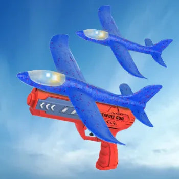 Boys Girls Foam Airplane Toy – Pull-Out Glider Launcher Gun No Battery 