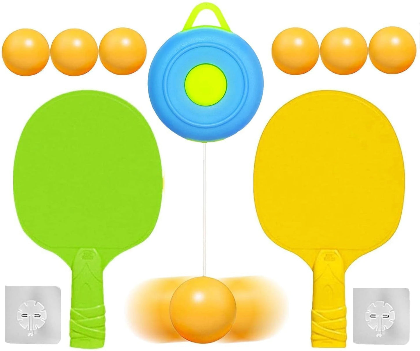 yellow hexagon-shaped door-hanging table tennis trainer tool